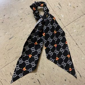 Black hair scrunchie with ribbons